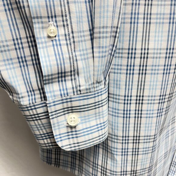 LL Bean Traditional Fit Blue Plaid Long Sleeve Button Down Men Shirt 16 1/2 - 33 - Picture 4 of 11